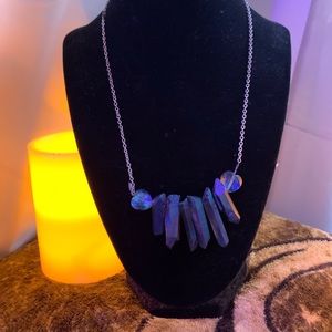 Blue crystal necklace. Handmade.